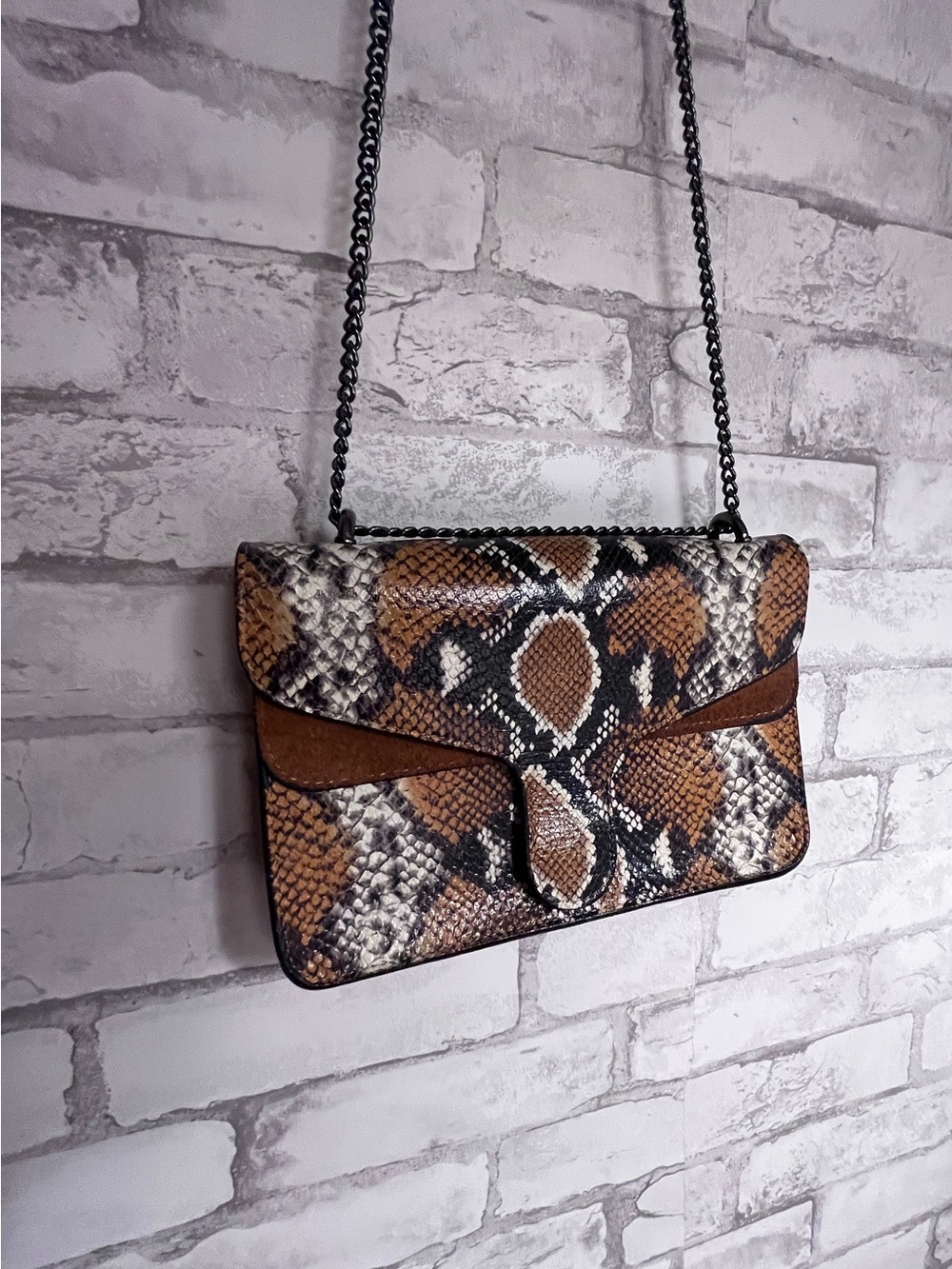 Milano Snake Embossed Genuine Leather Crossbody